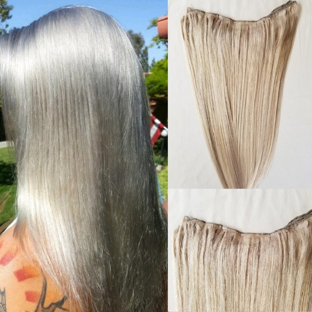 20″ Machine Weft Hair Weave, Sew In,100g,100% Human Hair Extensions #Ash blonde
